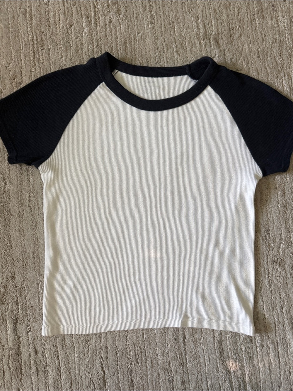 Brandy Melville white and navy t-shirt